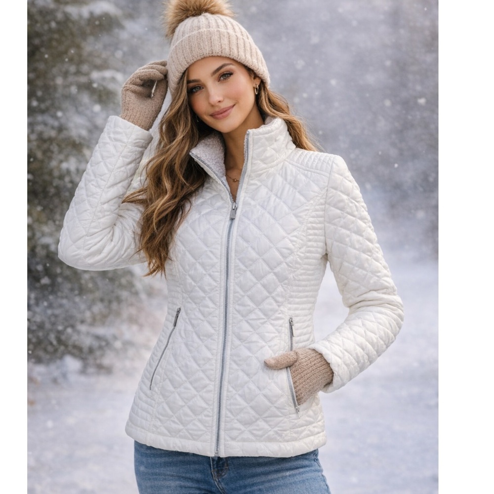 MARC NEW YORK Quilted White Puffer Jacket M NWOT